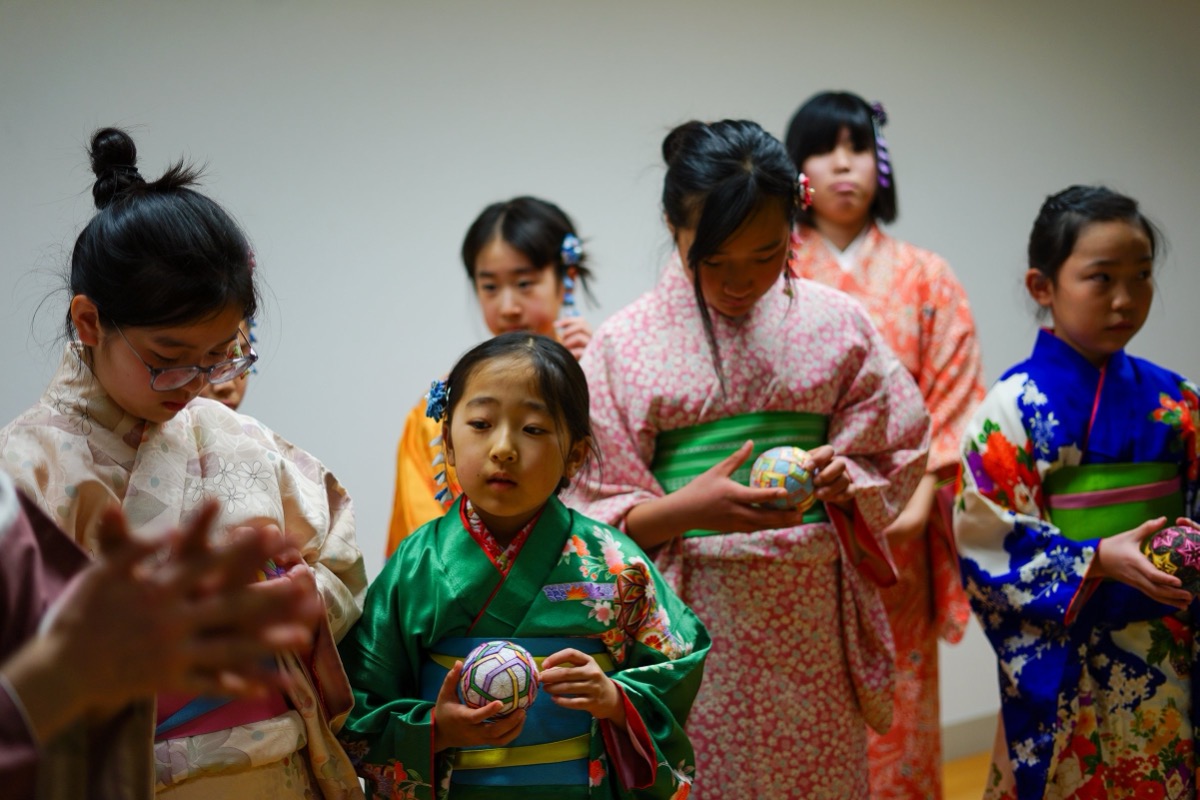 親子きもの教室の様子