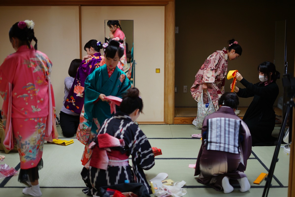 親子きもの教室の様子