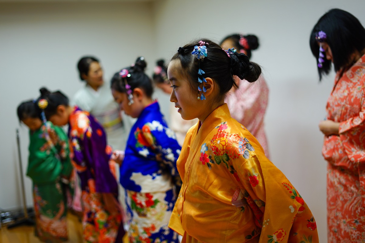 親子きもの教室の様子