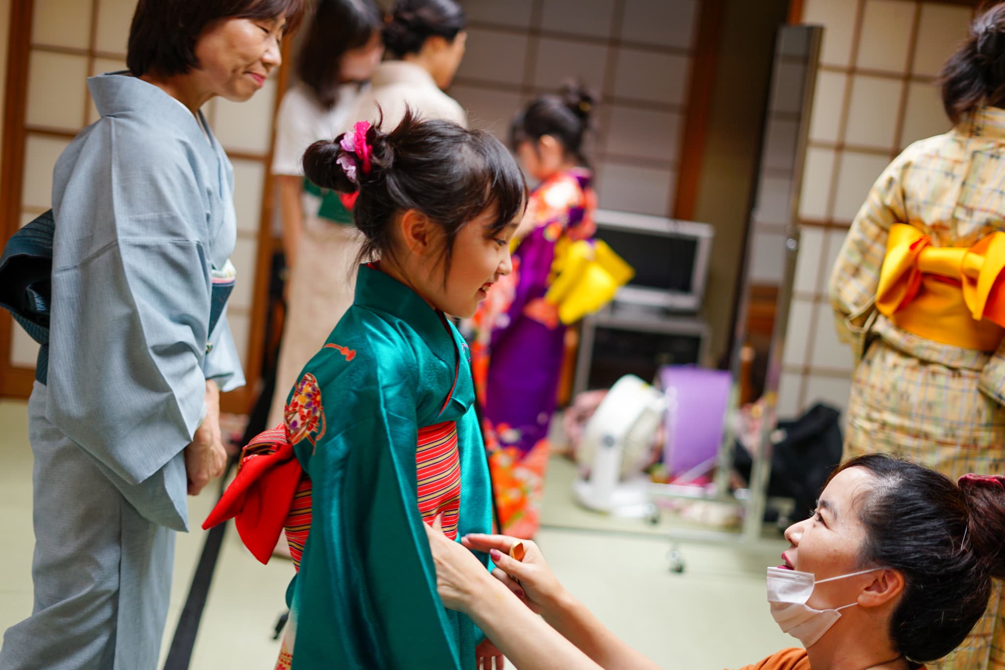 親子きもの教室の様子